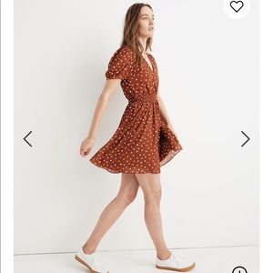 Polka dot, smocked waist mini dress